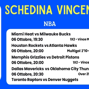 Schedina Vincente – NBA 06 Ottobre 2025