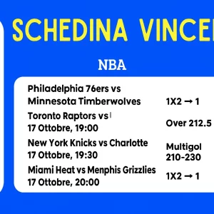 Schedina Vincente – NBA 17 Ottobre 2025